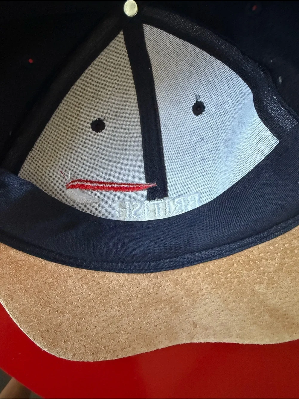 Vintage British Airways Hat Cap Embroidered Wool Snapback Navy Tan Suede